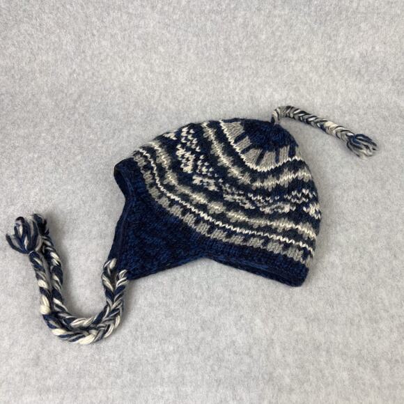 Everest Designs Blue Earflap Hat Wool Sherpa Beanie - Picture 4 of 8